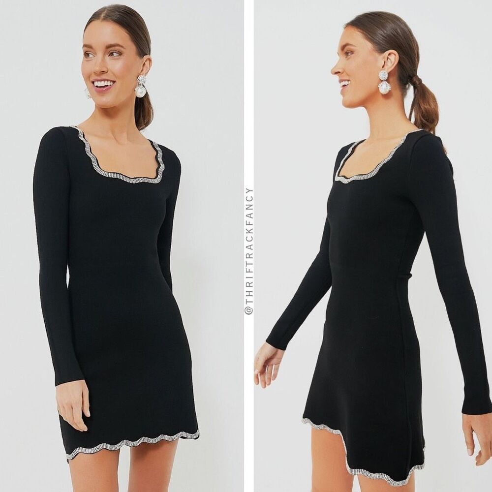 Tuckernuck Black Mini Dress with Scallop Trim